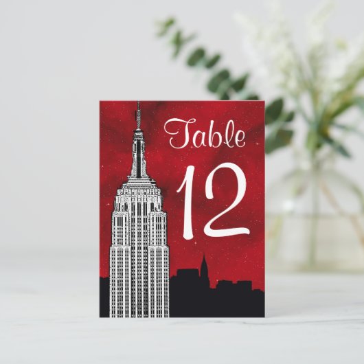 NYC ESB kyline Silhouette Red Starry Tischnummer (Stehend Vorderseite)