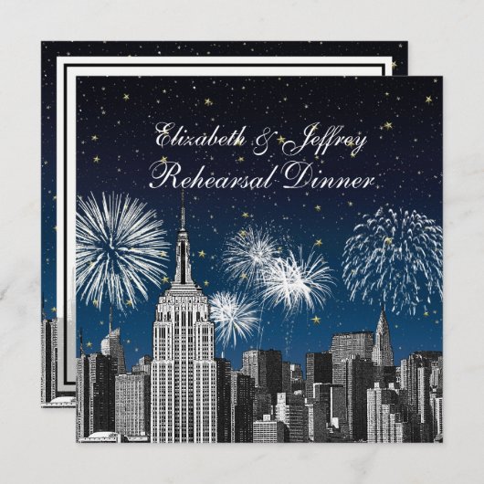 NYC ESB Skyline Blue Star Firewks Probe Abendessen Einladung (Vorne/Hinten)