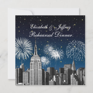 NYC ESB Skyline Blue Star Firewks Probe Abendessen Einladung