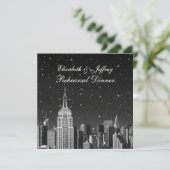 NYC ESB Skyline Etched Black Star Probe Dinner Einladung (Stehend Vorderseite)