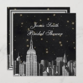 NYC ESB Skyline Etched Black Starry Bridal Showroo Einladung (Vorne/Hinten)