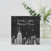 NYC ESB Skyline Etched Black Starry Probe Din Einladung (Stehend Vorderseite)