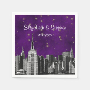 NYC ESB Skyline Etched Lila Starry Wedding Serviette
