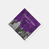 NYC ESB Skyline Etched Lila Starry Wedding Serviette (Ecke)