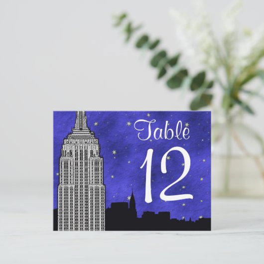 NYC ESB Skyline Silhouette Blu2 Strry Tischnummer (Stehend Vorderseite)