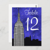 NYC ESB Skyline Silhouette Blu Starry Tischnummer (Vorne/Hinten)