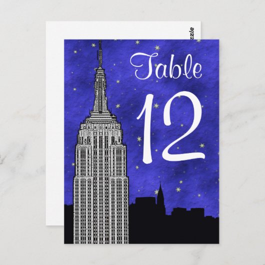 NYC ESB Skyline Silhouette Blu Starry Tischnummer (Vorne/Hinten)
