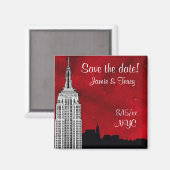 NYC ESB Skyline Silhouette Red Star Rett Date Magnet (Vorderseite/Rückseite)