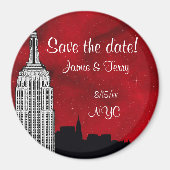 NYC ESB Skyline Silhouette Red Star Retten Datum R Magnet (Vorne)