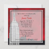 NYC ESB Skyline Silhouette Red Starry Bachelorette Einladung (Rückseite)