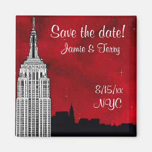 NYC ESB Skyline Silhouette Roter Stern Datum speic Magnet
