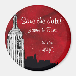 NYC ESB Skyline Silhouette Roter Stern Datum speic Magnet