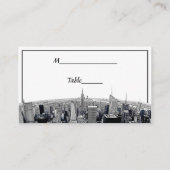 NYC Etched Fisheye Skyline BW Red Escort Cards Platzkarte (Rückseite)