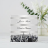 NYC Etched Skyline 2, Schwarz-weißes Brautparty Einladung (Stehend Vorderseite)