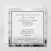 NYC Etched Skyline 2, Schwarz-weißes Brautparty Einladung (Rückseite)