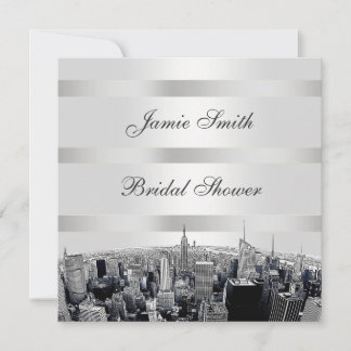 NYC Etched Skyline 2, Schwarz-weißes Brautparty Einladung