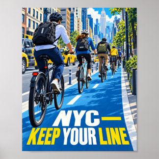 NYC-Fahrradspurlinie Rush Hour Poster
