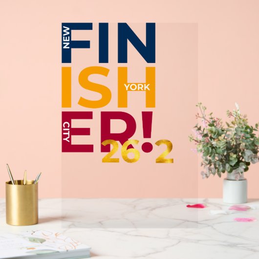 NYC Finisher des Marathons Acrylschild (Hochzeit)