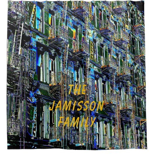 NYC Fire Escapes Pop Kunst Moderne Personalisierte Duschvorhang (Vorderseite)