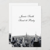 NYC Fisheye Skyline 2 BW Sweet 16 V Einladung (Vorne/Hinten)