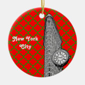 NYC Flatiron Gebäude Red Grn Quarto Xmas Keramikornament (Vorne)