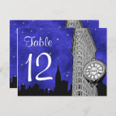 NYC Flatiron Skyline Silhouette Bl S2 Tischnummer (Vorne/Hinten)