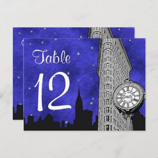 NYC Flatiron Skyline Silhouette Bl S2 Tischnummer (Vorne/Hinten)