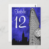 NYC Flatiron Skyline Silhouette Bl Tischnummer (Vorne/Hinten)