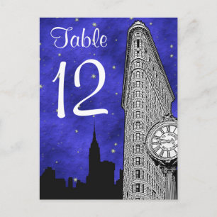 NYC Flatiron Skyline Silhouette Bl Tischnummer