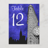 NYC Flatiron Skyline Silhouette Bl Tischnummer (Vorderseite)
