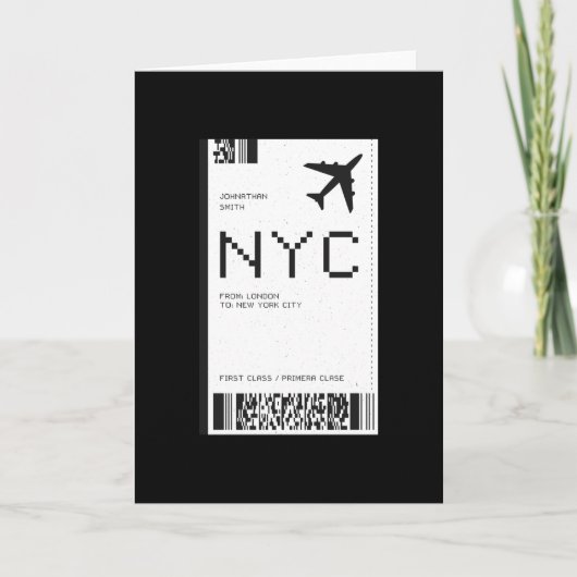 NYC Flugzeug Ticket Karte (Vorderseite)