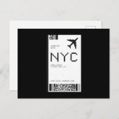 NYC Flugzeug Ticket Postkarte (Vorne/Hinten)