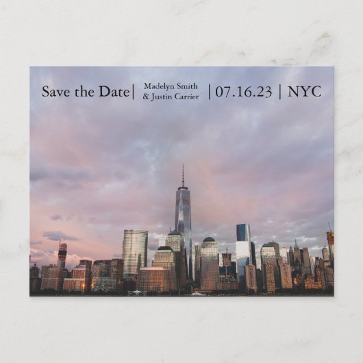 NYC Freedom Tower Foto - Save the Date Postkarte (Vorderseite)