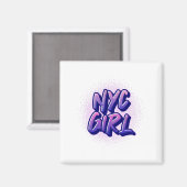 NYC Girl Graffiti Style Magnet (Vorderseite/Rückseite)