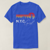 NYC Girl Retro Sunset City Skyline Souvenir T-Shirt (Design vorne)