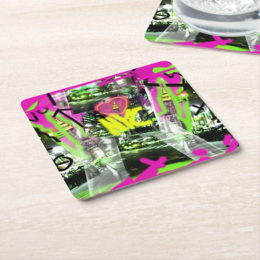 NYC Graffiti Art Empire State City Gesichtsmaske Rechteckiger Pappuntersetzer (angewinkelt)