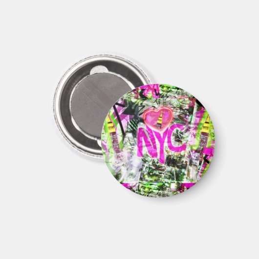 NYC Graffiti City Neon Gift Untersetzer Magnet (Vorderseite/Rückseite)