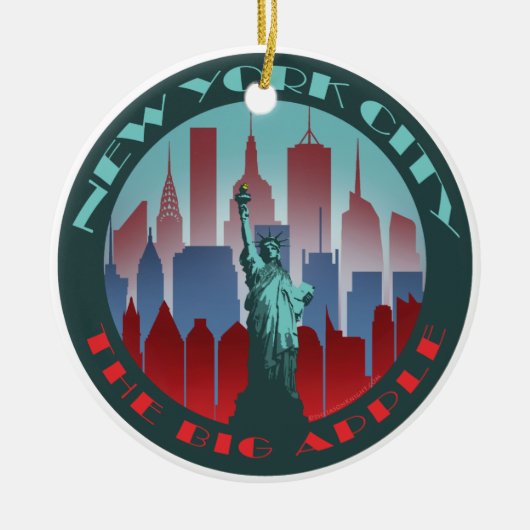 NYC großes Apple rund Keramikornament (Vorne)