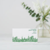 NYC grüne Skizze Visitenkarte (Stehend Vorderseite)
