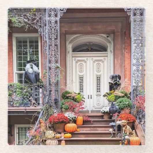 NYC Halloween Door Glasuntersetzer (Vorderseite)