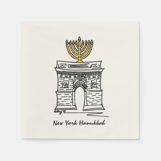 NYC Hanukkah Washington Square Arch Menorah Serviette (Vorderseite)