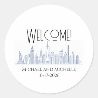 NYC-Hochzeit personalisierte minimale Willkommens- Runder Aufkleber