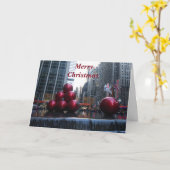 NYC Holiday Rote Ornamente Grußkarte Karte (Gelbe Blume)