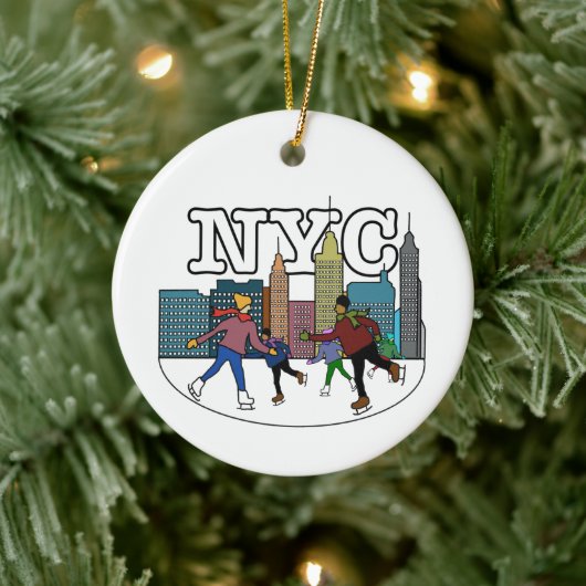 NYC Ice Skaten Keramik Ornament (Baum)