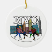 NYC Ice Skaten Keramik Ornament (Vorne)