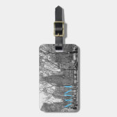 NYC im Winter-Monogramm-Gepäckanhänger Gepäckanhänger (Vorderseite vertikal)