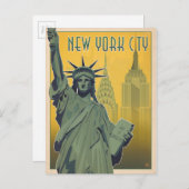 NYC - Lady Liberty - Yellow Postkarte (Vorne/Hinten)