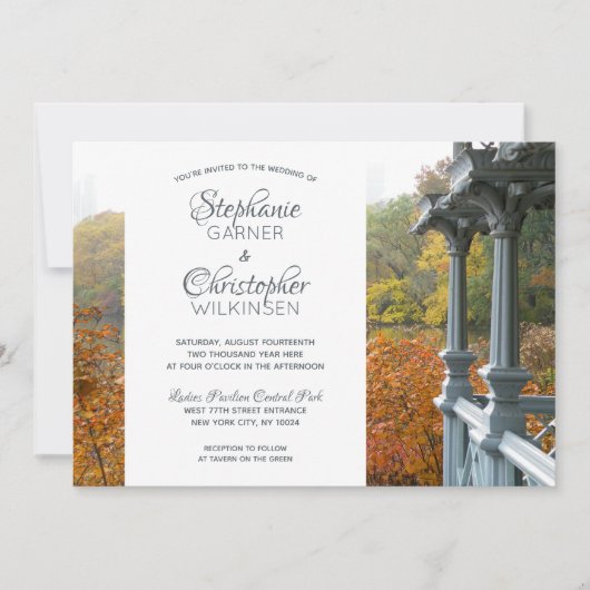 NYC Ladys Pavilion Autumn Central Park Wedding Einladung (Vorderseite)