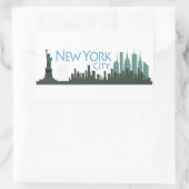 NYC Liberty Skyline Rechteckiger Aufkleber (Tasche)