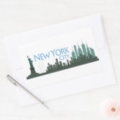 NYC Liberty Skyline Rechteckiger Aufkleber (Umschlag)